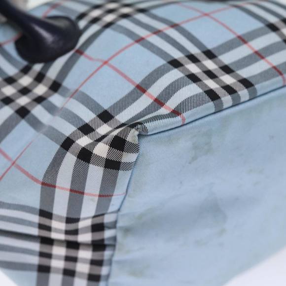 BURBERRY Nova Check Blue Label Hand Bag Nylon Blue Auth bs14211 - Picture 14 of 16